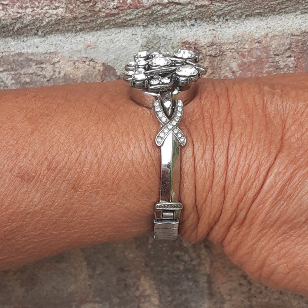 Upcycled Rhinestone Stretch Band Bracelet - Picture 3 of 6